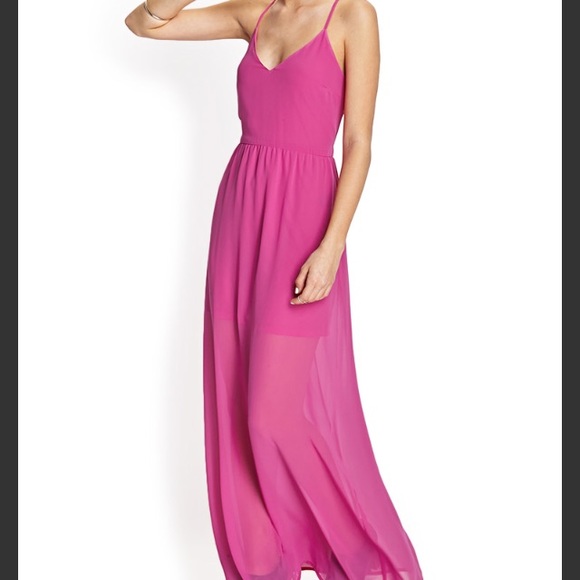 HP ⭐️ Pink maxi dress side cut out magenta gown S - Picture 3 of 6